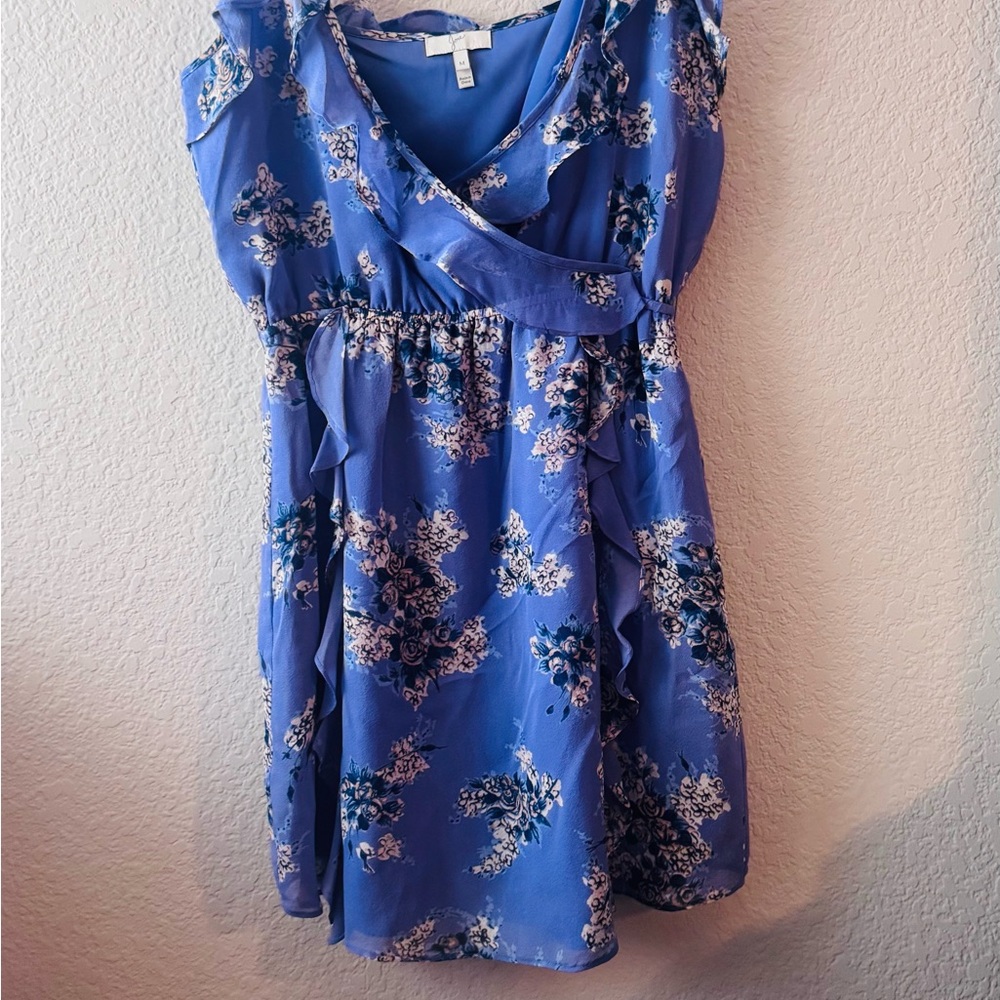 Joie Periwinkle Blue Floral Ruffle Mini Dress